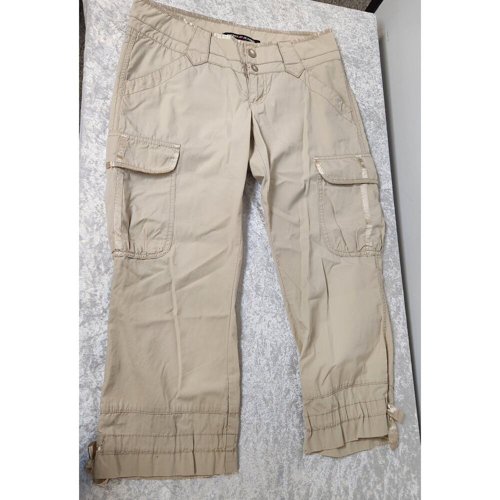 Y2K DKNY Jeans Khaki Capri Pants with Bows-Size 7